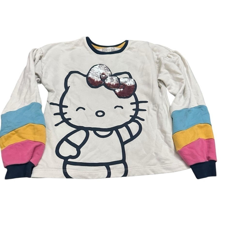 Hello Kitty Long Sleeve Shirt - Cream with Pink, Blue, Yellow Accents
